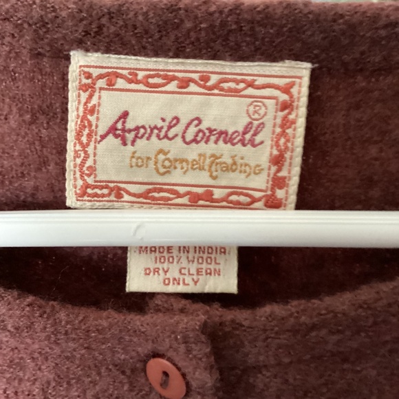 April Cornell light boiled wool jacket, size L, cranberry, worn once - Picture 2 of 3